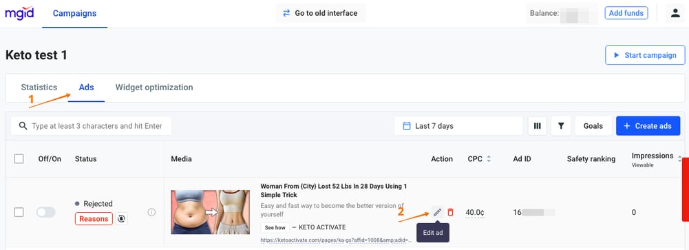 How to Create and Edit Ads in MGID Ads?