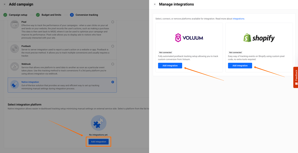 Native Integration Tracking Method