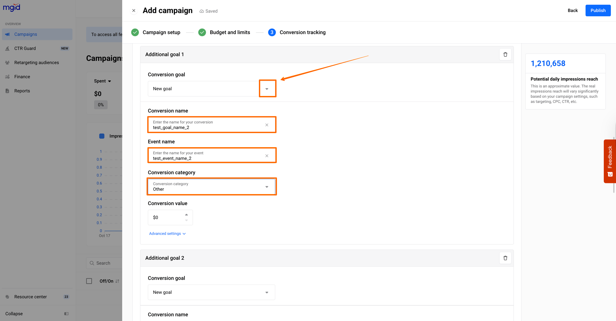 Postback Setup in MGID Ads