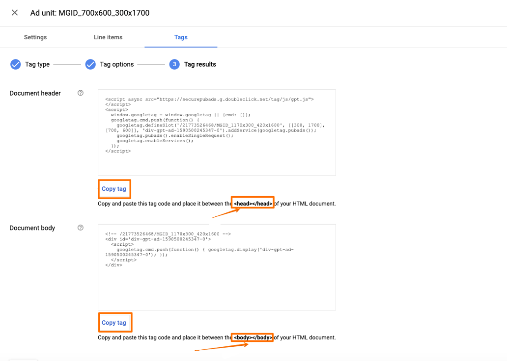 MGID widget implementation guide for Google Ad manager (GAM)