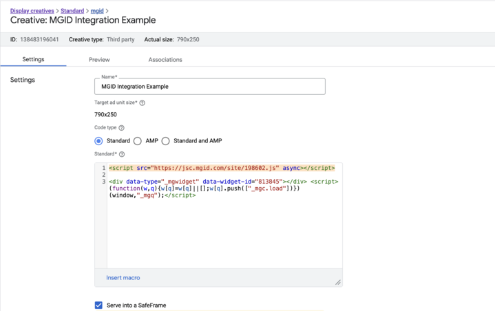 MGID widget implementation guide for Google Ad manager (GAM)